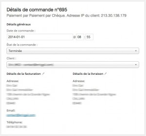Détails commandes Woocommerce WordPress