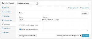 Attributs produits variations WordPress Woocommerce