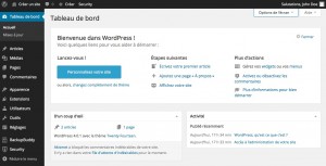 Tableau de bord WordPress